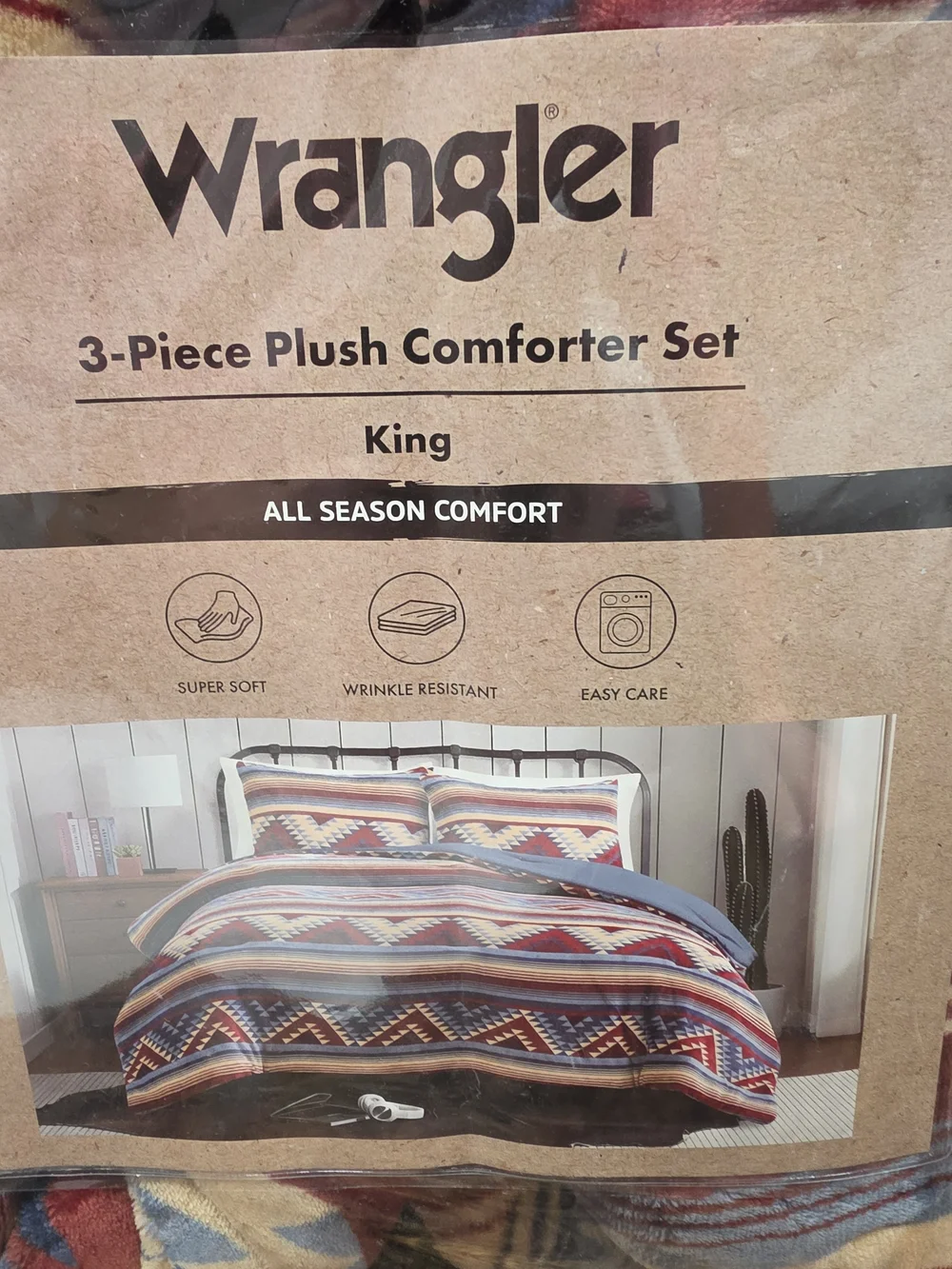 Wrangler King 3-Piece Plush Comforter Set in Southwestern Stripe Pattern
